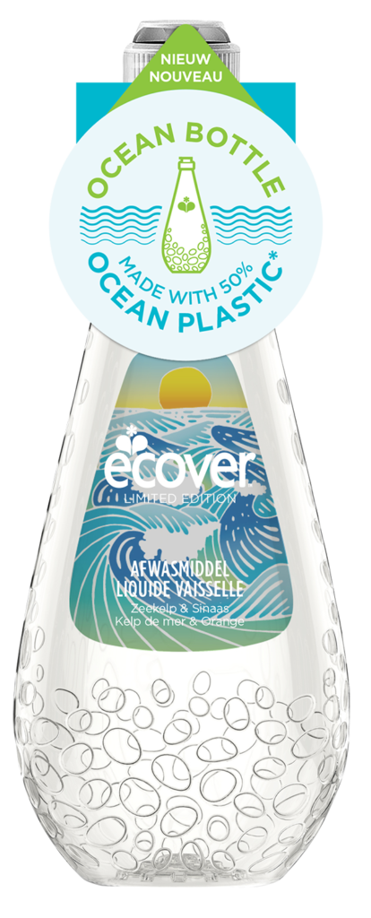 ECOVER LIMITED EDITION OCEAN PLASTIC BOTTLE AFWASMIDDEL ZEEKELP SINAAS LIQUIDE VAISSELLE KELP DE MER ORANGE